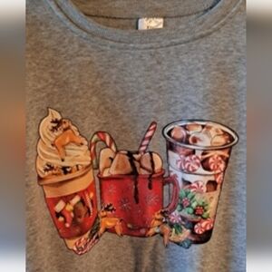 Gray Sweatshirt with Festive Holiday Drink. Bundle 5 And Save! #bundle #save